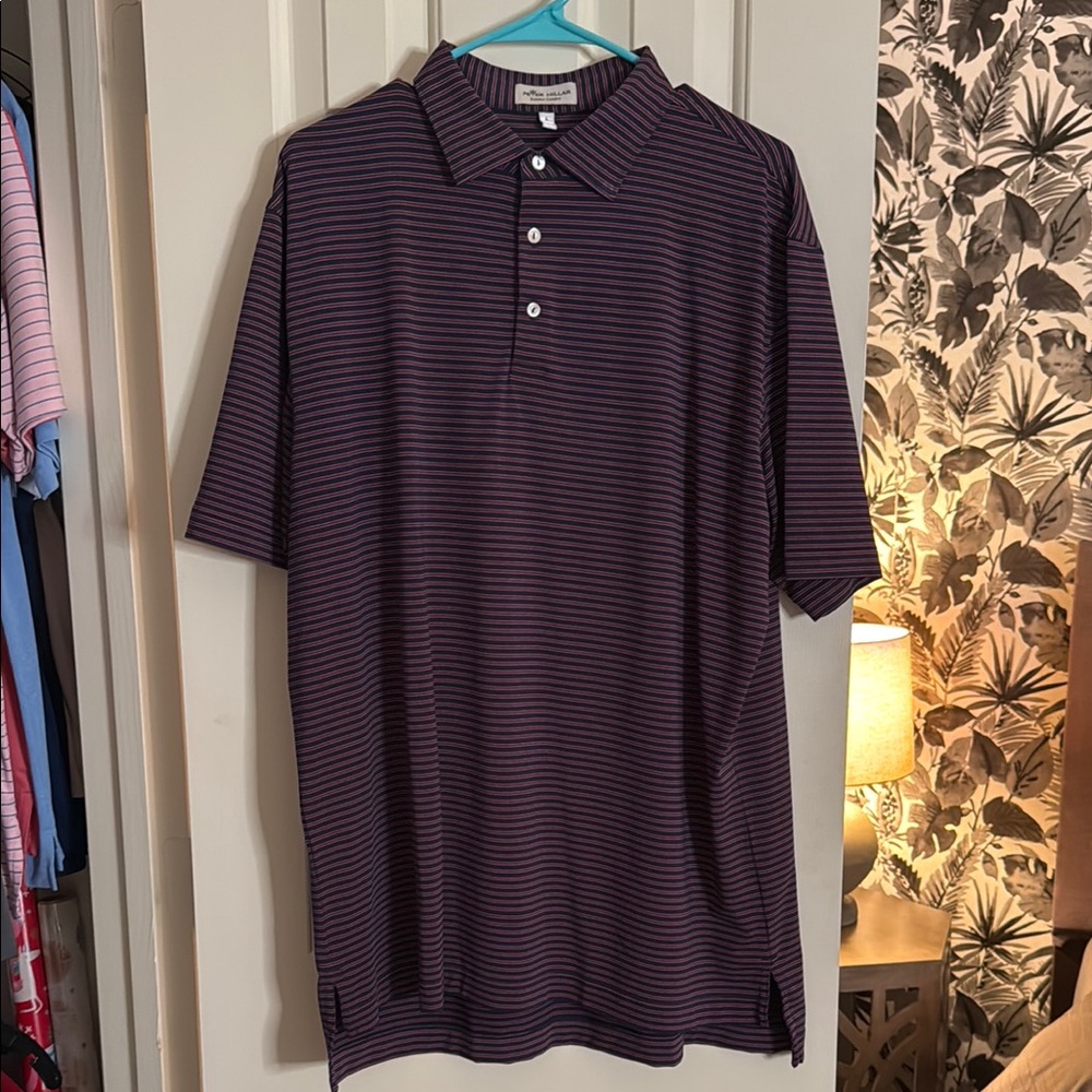 Peter Millar Purple Polo Shirt with Subtle Stripes